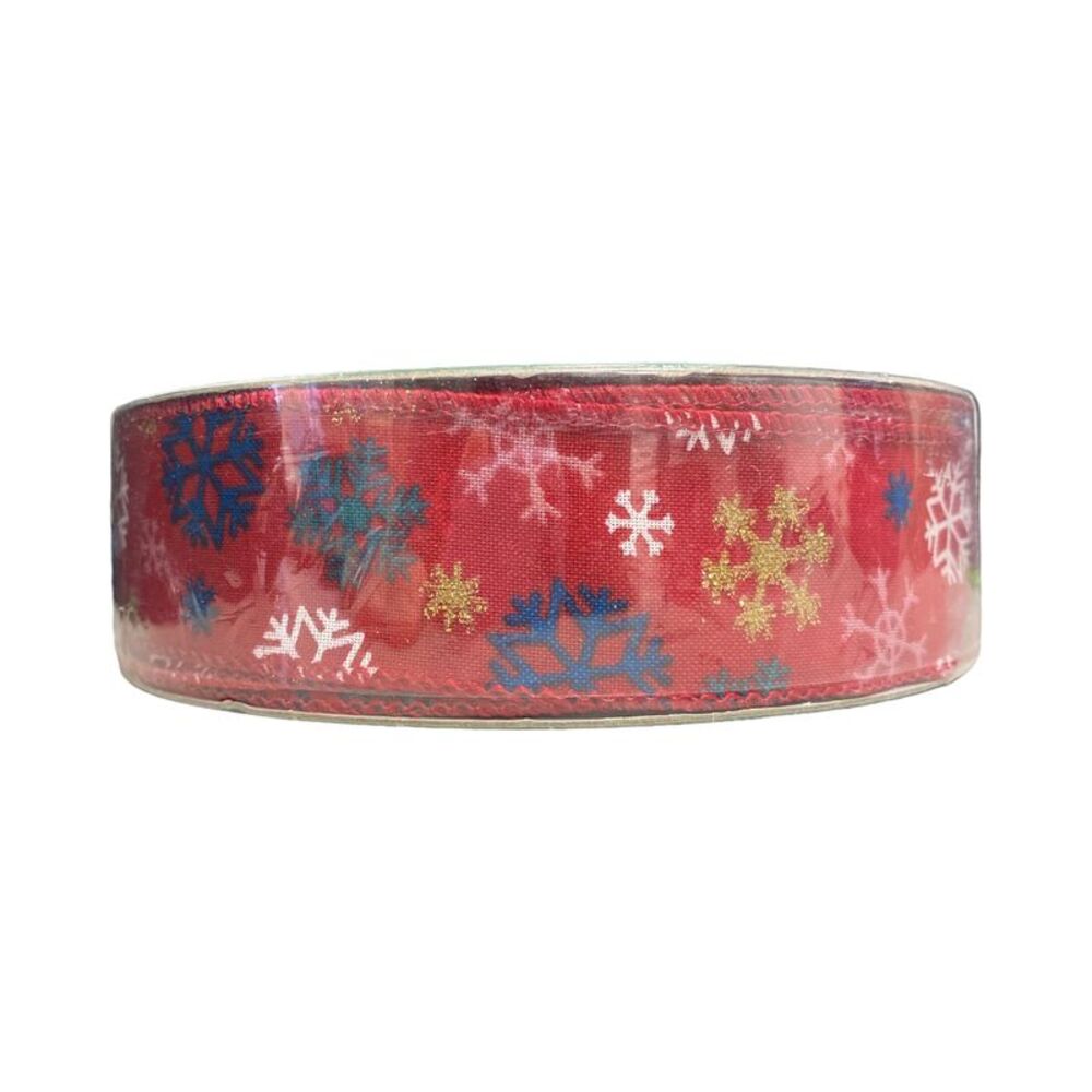 Multi Snowflakes - Member's Mark Wired Edge Premium Holiday Ribbon, 1.5" Wide x